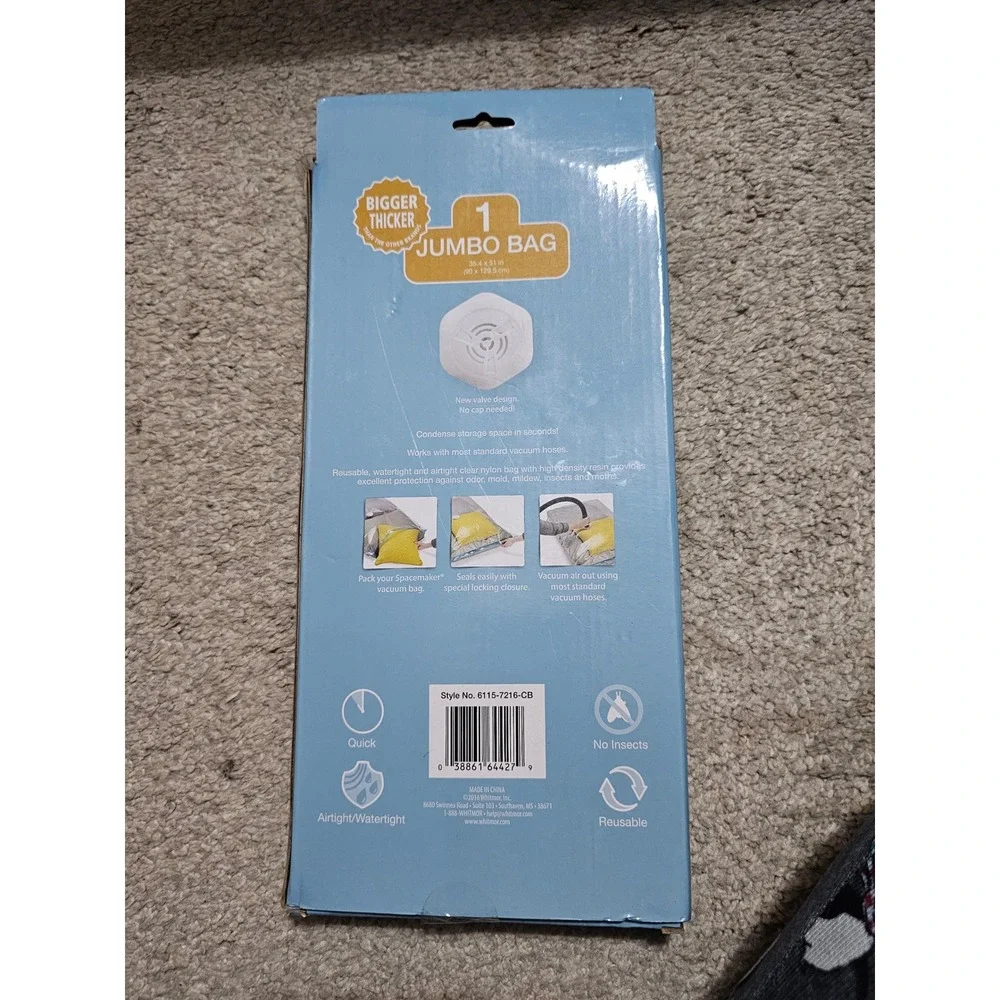Whitmor Spacemaker Jumbo vacuum clothing storage bag designed to compact storage
